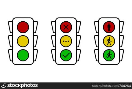 Traffic Light icons set yes, no and wait. Stand, walk and run. Eps10. Traffic Light icons set yes, no and wait. Stand, walk and run