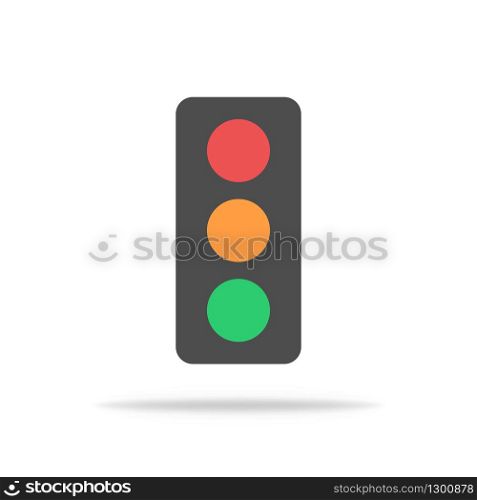 Traffic light in flat design to regulate speed on crossroad. Isolated street stoplight. Vector EPS 10
