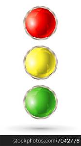 Traffic light isolated on white background. Red, yellow and green signal lights. Vector illustration.. Traffic light isolated on white background