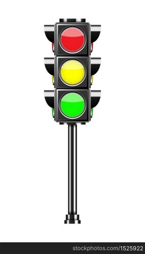 Traffic light isolated on white background, vector illustration