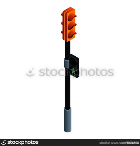Traffic lights icon. Isometric of traffic lights vector icon for web design isolated on white background. Traffic lights icon, isometric style