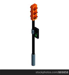 Traffic lights icon. Isometric of traffic lights vector icon for web design isolated on white background. Traffic lights icon, isometric style