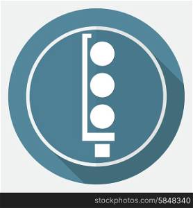 Traffic lights icon on white circle with a long shadow