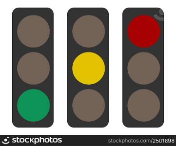 Traffic lights icon. Road warning signal illustration symbol. Sign regulation object vector.