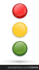 Traffic lights isolated on white background. Red, yellow and green signal light. Vector illustration.. Traffic lights isolated on white background
