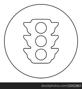 Traffic lights Light signal stoplight regulation transport and pedestrian icon in circle round black color vector illustration image outline contour line thin style simple. Traffic lights Light signal stoplight regulation transport and pedestrian icon in circle round black color vector illustration image outline contour line thin style