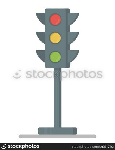 Traffic lights with all three colors on. Flat Design vector Illustration.Traffic Light element. Traffic lights with all three colors on. Flat Design vector Illustration.