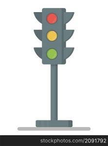 Traffic lights with all three colors on. Flat Design vector Illustration.Traffic Light element. Traffic lights with all three colors on. Flat Design vector Illustration.