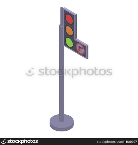 Traffic lights with interdiction arrow icon. Isometric of traffic lights with interdiction arrow vector icon for web design isolated on white background. Traffic lights with interdiction arrow icon, isometric style