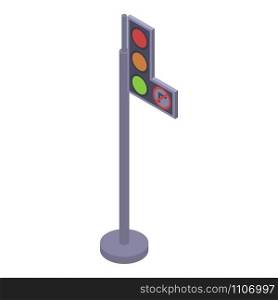 Traffic lights with interdiction arrow icon. Isometric of traffic lights with interdiction arrow vector icon for web design isolated on white background. Traffic lights with interdiction arrow icon, isometric style