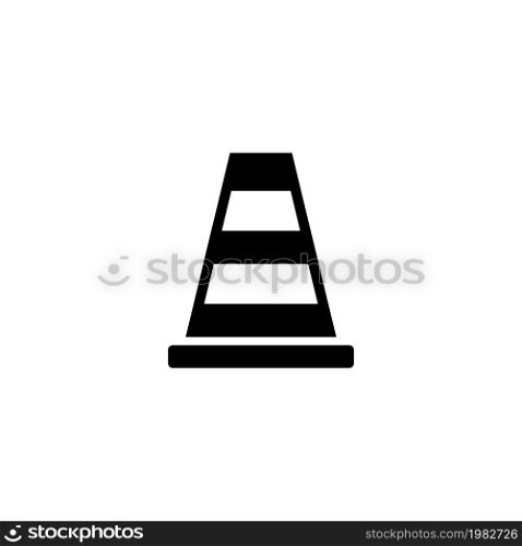 Traffic Road Cone. Flat Vector Icon. Simple black symbol on white background. Traffic Road Cone Flat Vector Icon