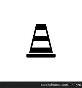 Traffic Road Cone. Flat Vector Icon. Simple black symbol on white background. Traffic Road Cone Flat Vector Icon