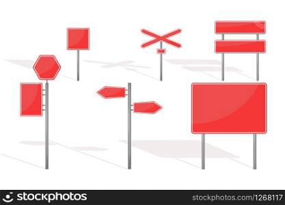 Traffic roadsign collection, vector isolated flat signs set transportation illustration.