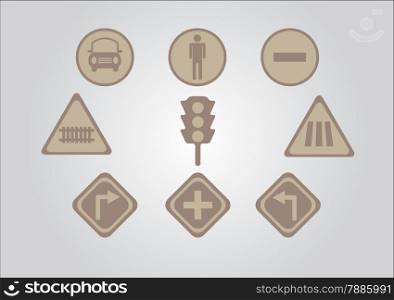 Traffic sign and traffic lamps, vector illustration