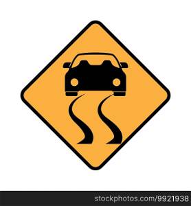 traffic sign icon, slippery road sign,vector illustration symbol design