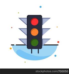 Traffic, Sign, Light, Road Abstract Flat Color Icon Template