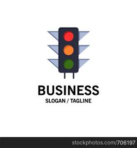 Traffic, Sign, Light, Road Business Logo Template. Flat Color