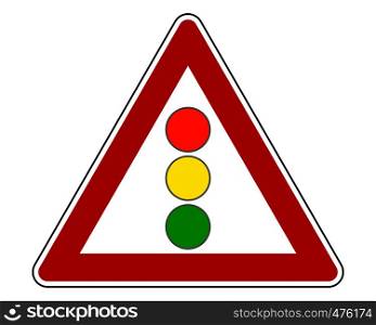 Traffic sign with traffic lights on white