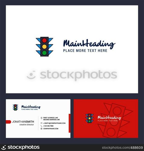 Traffic signal Logo design with Tagline & Front and Back Busienss Card Template. Vector Creative Design