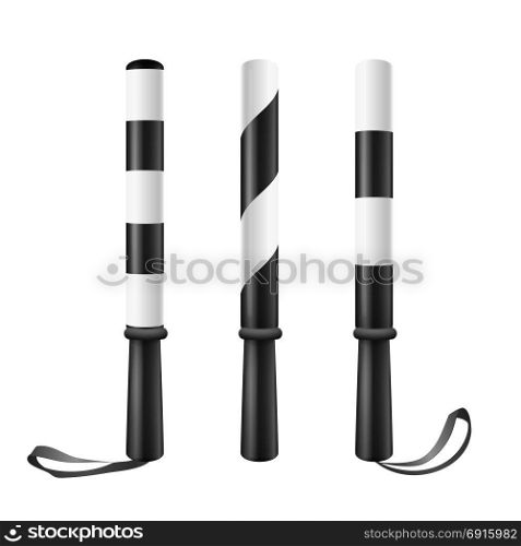 Traffic Stick Vector. Police Road Transport Traffic Control Equipment. Illustration Isolated On White. Traffic Stick Vector. Policeman Or Officer Traffic Control Regulation Equipment. Illustration Isolated