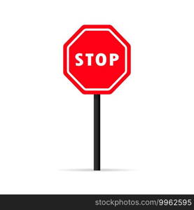 Traffic stop signal icon. Road traffic control. Forbidden sign. Vector on isolated white background. EPS 10