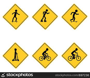 Traffic warning sign for various sports — Stockphotos.com