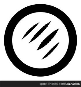 Trail of claws black icon in circle vector illustration isolated
