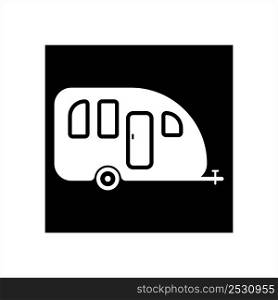 Trailer Caravan Icon, Camper Trailer, Camper Van, Vector Art Illustration