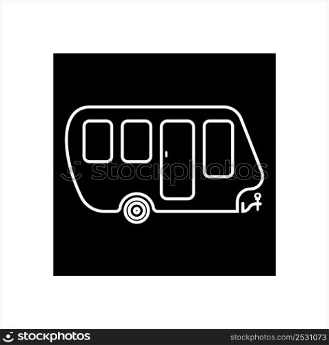 Trailer Caravan Icon, Camper Trailer, Camper Van, Vector Art Illustration