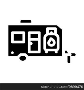 trailer with gas cylinder glyph icon vector. trailer with gas cylinder sign. isolated contour symbol black illustration. trailer with gas cylinder glyph icon vector illustration