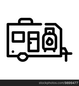 trailer with gas cylinder line icon vector. trailer with gas cylinder sign. isolated contour symbol black illustration. trailer with gas cylinder line icon vector illustration