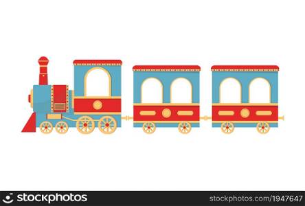Train - Amusement park element isolated on white background. Colorful vector illustration in flat design style.. Train - Amusement park element isolated on white background. Vector illustration in flat design style.