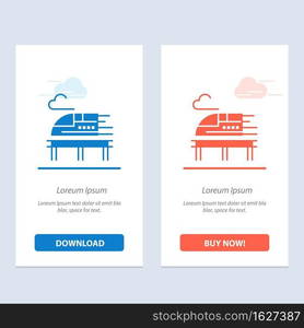 Train, Bullet, Transport Blue and Red Download and Buy Now web Widget Card Template
