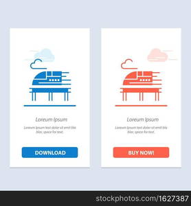 Train, Bullet, Transport  Blue and Red Download and Buy Now web Widget Card Template