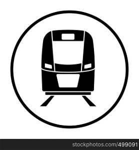 Train icon front view. Thin Circle Stencil Design. Vector Illustration.