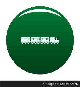 Train icon. Simple illustration of train vector icon for any design green. Train icon vector green