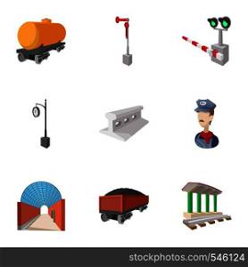 Train icons set. Cartoon illustration of 9 train vector icons for web. Train icons set, cartoon style