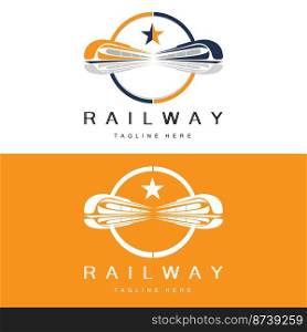 Train Logo Design. Fast Train Track Vector, Fast Transport Vehicle Illustration, Design Fit Locomotive Railroad Company Land Transportation And Fast Delivery