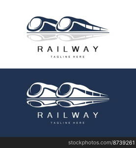 Train Logo Design. Fast Train Track Vector, Fast Transport Vehicle Illustration, Design Fit Locomotive Railroad Company Land Transportation And Fast Delivery