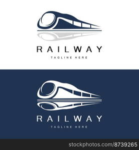 Train Logo Design. Fast Train Track Vector, Fast Transport Vehicle Illustration, Design Fit Locomotive Railroad Company Land Transportation And Fast Delivery