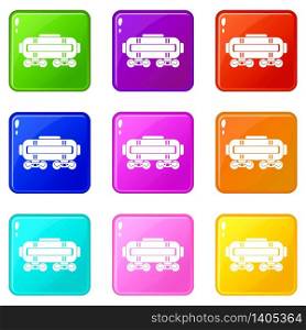 Train oil icons set 9 color collection isolated on white for any design. Train oil icons set 9 color collection