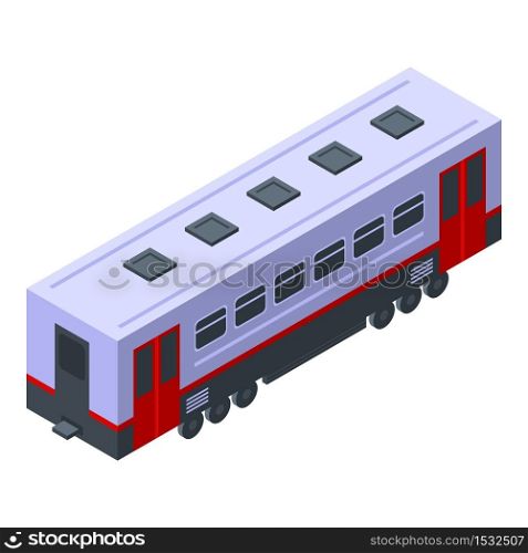 Train passenger wagon icon. Isometric of train passenger wagon vector icon for web design isolated on white background. Train passenger wagon icon, isometric style