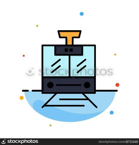 Train, Public, Service, Vehicle Abstract Flat Color Icon Template