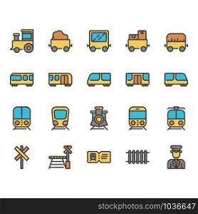 Train stations related icon set