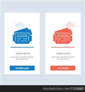 Train, Ticket, Station Blue and Red Download and Buy Now web Widget Card Template