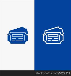 Train, Ticket, Station Line and Glyph Solid icon Blue banner Line and Glyph Solid icon Blue banner