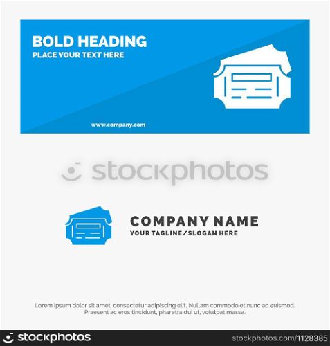 Train, Ticket, Station SOlid Icon Website Banner and Business Logo Template