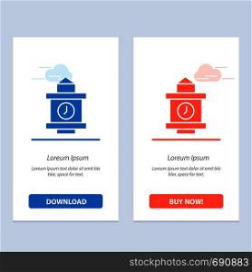 Train, Time, Station Blue and Red Download and Buy Now web Widget Card Template