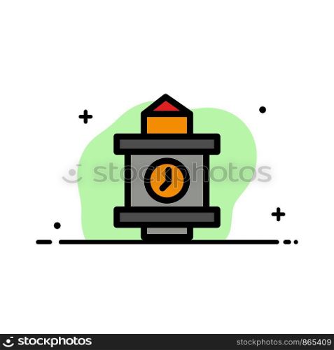Train, Time, Station Business Flat Line Filled Icon Vector Banner Template