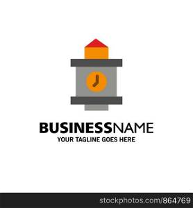 Train, Time, Station Business Logo Template. Flat Color